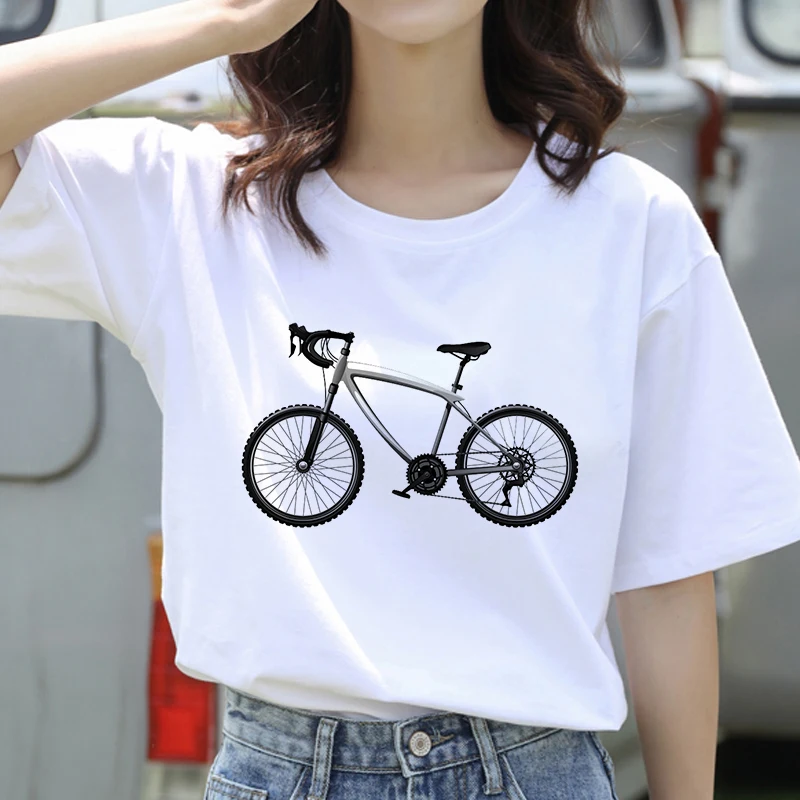 

Graphic tees tops Cartoon Bicycle Theme tshirts women funny t shirt O-neck T-shirt Vintage Vogue Ullzang Mujer_T-Shirt