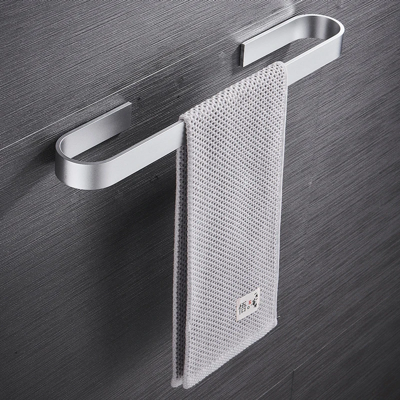 

Towel Holder Bathroom Towels Rack Hanger Black Silver 304 Stainless Steel Wall Hanging Towel Bar Organizer Kitchen Storage Shelf