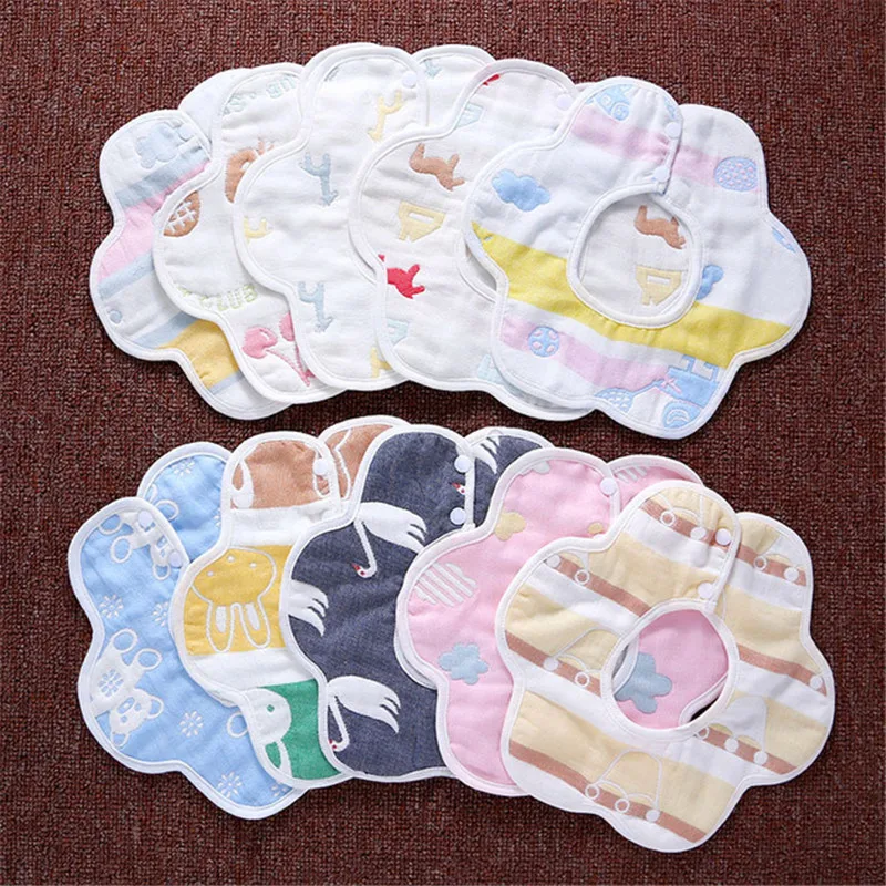 

Baby bib petals rotate 360 degrees bibulous bib six layers of cotton gauze bib maternal and child supplies the saliva towel