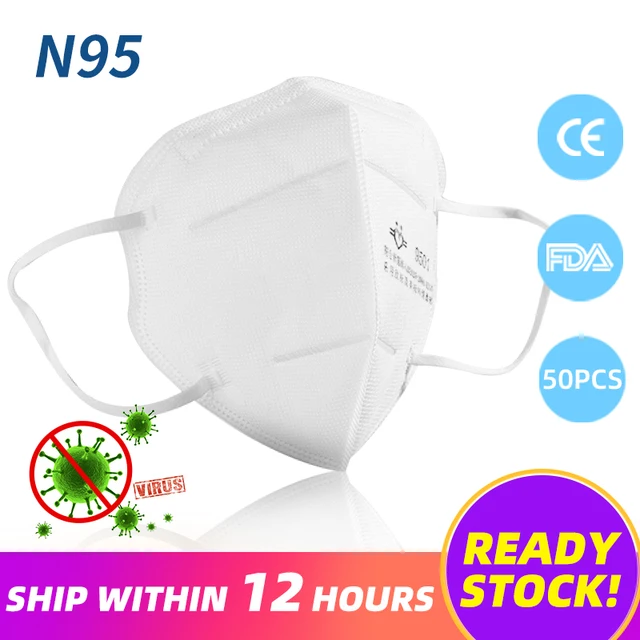 US $19.13  Fast Ship 50Pcs N95 Mask Anti Virus Face Mask Respirator ffp2 Mouth Mask Antivirus KN95 Mask ffp2 R