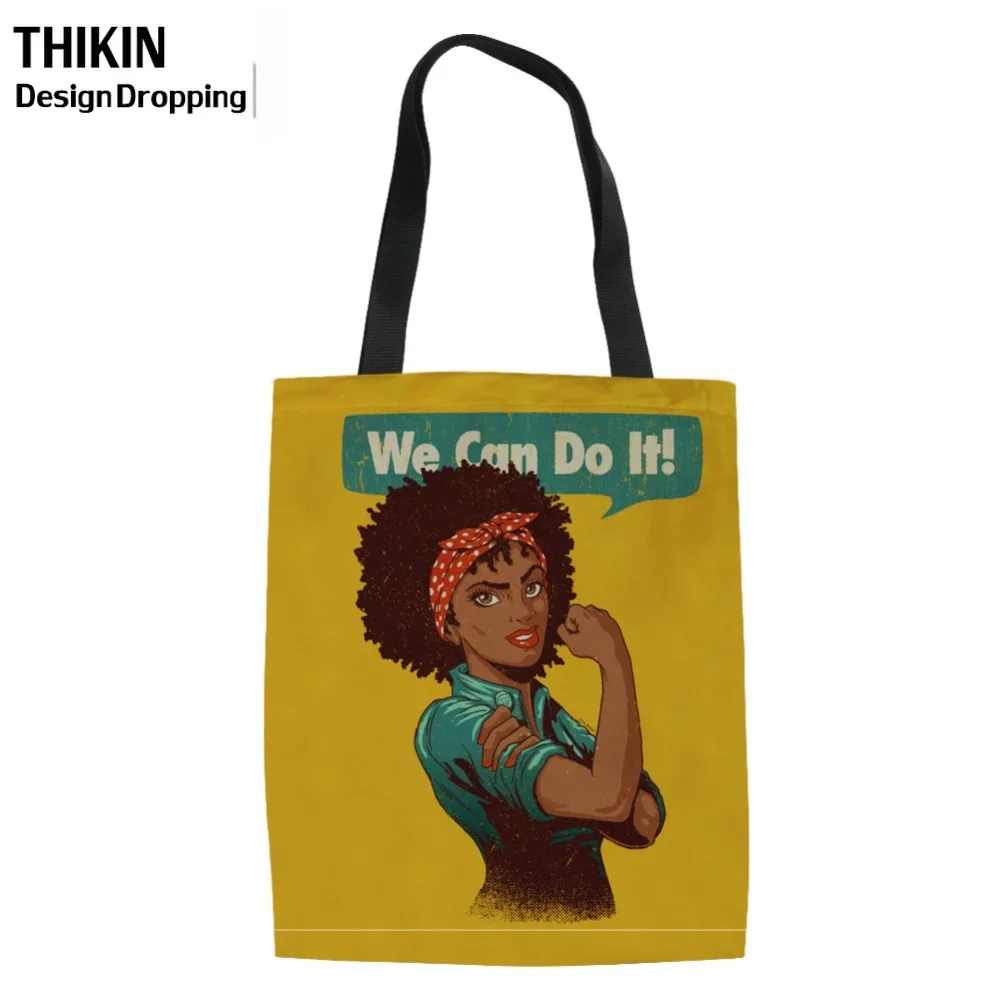 THIKIN для женщин сверхмощный хозяйственные сумки Aftro Африка девушки печати плеча Холст Tote Дамы шоппер хранения для женщин Bloso