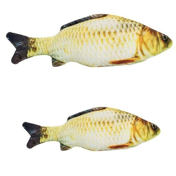 

Practical 2 Pcs Pet Cat Toys Cute Fish Shape Chewing Toy Simulation Stuffed Fish with Catnip Pet Interactive Toy for Cats Kitten