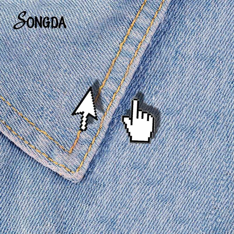 White Mouse Cursor Arrow Acrylic Brooches Creative Pixel Cartoon Epoxy Lapel Pins Badges Computer Geeks Gift Decorative Jewelry | Украшения