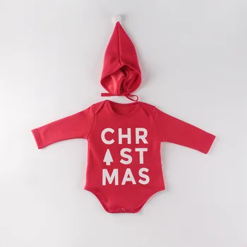 

Newborn Baby Girls Long Sleeve Christmas Casual Bodysuits Infant Xmas Party Jumpsuits Kids Toddler Clothes + Hat