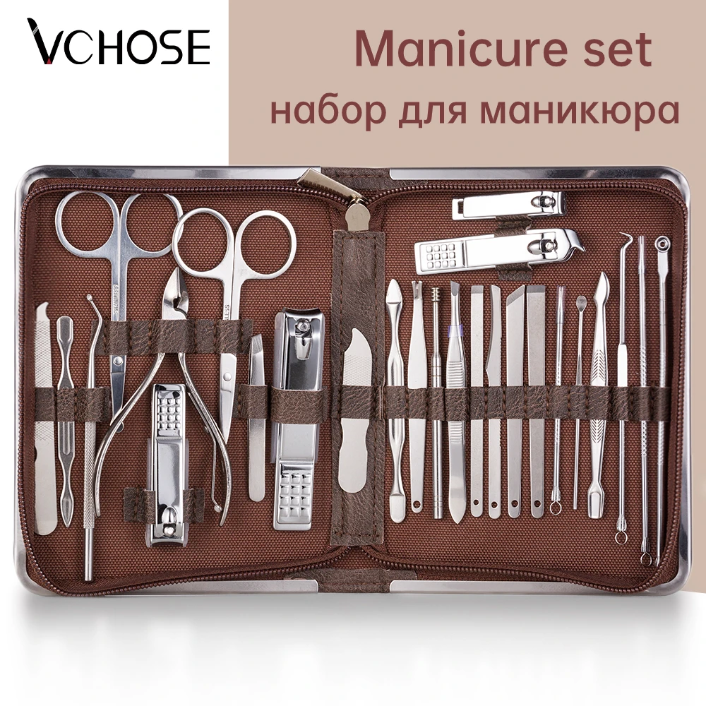 Juego profesional de manicura y pedicura, con lima, tijeras, cutículas, herramientas para uñas, maquillaje