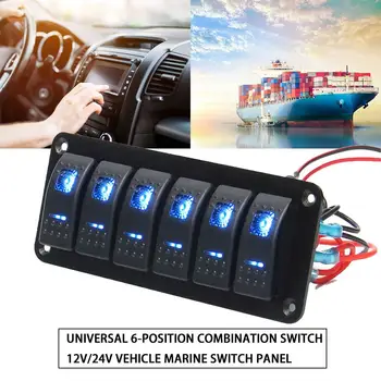 

Toggle Switch Car Switch Universal Cars 6 Gang Control Boat Truck Switch Panel Circuit Breaker LED 12V/24V Caravan RV 4 Colors