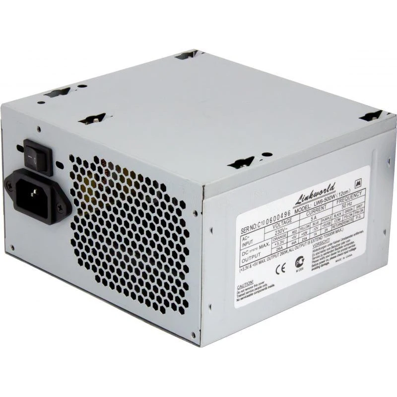 Блок питания LinkWorld ATX 500W LW6-500W(24+4pin) 120mm fan 3xSATA RTL