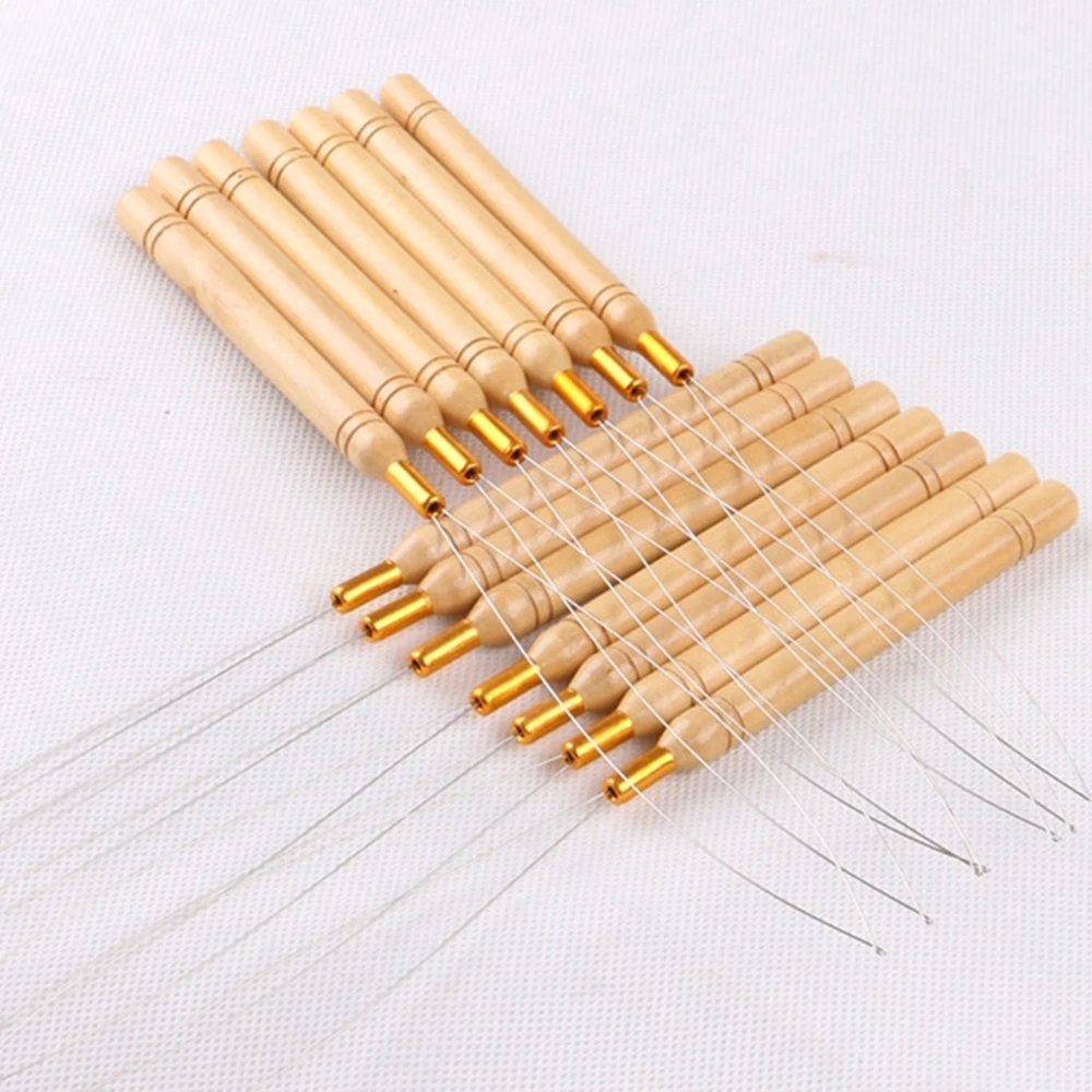 Hair Extensions Tool 5 pcs micro rings loop tool loop threader pulling needle used with hair plier and beads for human hair feather extension tools