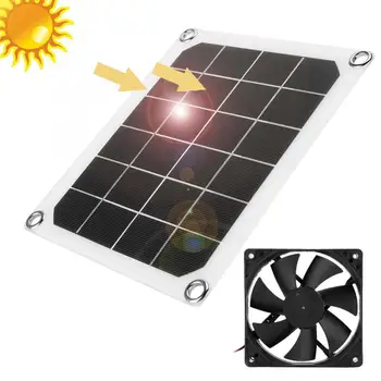 

6V 10W Outdoor Solar Power Panel Exhaust Fan IP65 Waterproof USB Charging fan for Greenhouse Chicken House