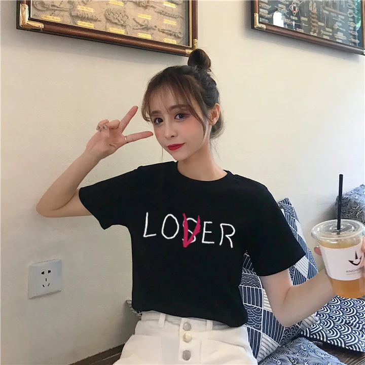 Новинка лоферы из шифона для клуба мужчин женщин хлопок короткий рукав Loser Lover It