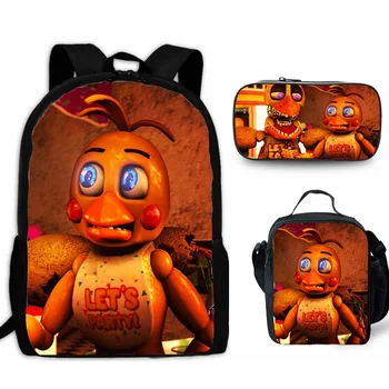 

Five Nights at Freddy School Bags Student Girls 3pcs 3D Pattern Orthopedic Satchel Backpack Pencil Book Bag Teenagers Rucksack