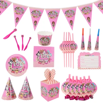 

Birthday Party Original LOL dolls surprise DIY pink theme cake topper plate fork cartoon lols doll toy Christmas decoration gift