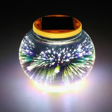 Солнечный СВЕТОДИОДНЫЙ 3D цветной метеоритный стеклянный круглый футляр Управление лампой свет водонепроницаемый для дома наружная лужайка во дворе огни