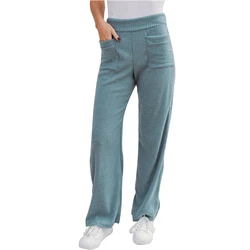 Pantalon décontracté à jambes droites pour femmes, taille haute, côtelé, coupe ample, Palazzo, bas à jambes larges, automne hiver S XL 