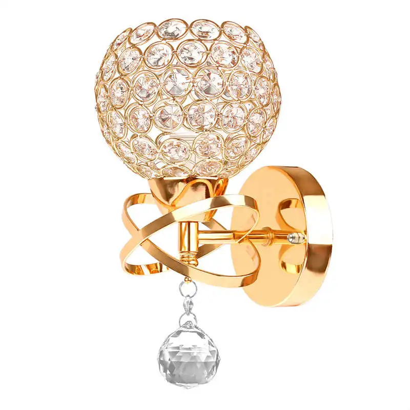 

Hot 2Pcs Modern Style Led Wall Lamp Crystal Pendant Stair Light Holder E14 Socket(No Bulb Included)Home Decor,Gold