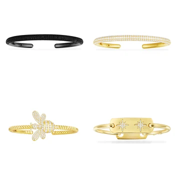 

2020 New High-quality Original 1:1 Black Yellow Gold Zircon Stars Bees Neutral Opening Bracelet Monaco Fashion Party Jewelry