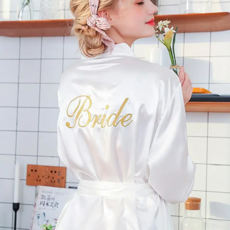 Белый женский летний короткий халат невесты свадебное кимоно юката Ночная рубашка леди пижамы Ночная рубашка m-xxl - Цвет: A - 1