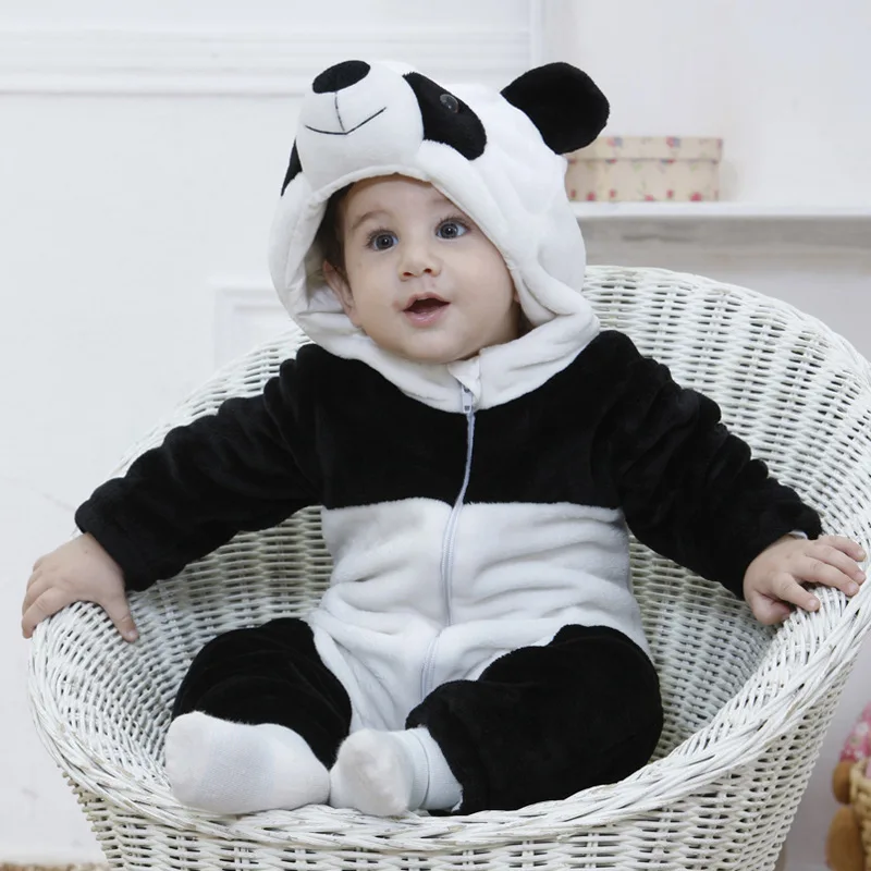 Panda Детские комбинезоны; зимние пижамы для мальчиков и девочек; Одежда для новорожденных; кигуруми; Детский комбинезон; пижамы в виде животных; комбинезон с пандой; Ropa Bebe; костюмы - Цвет: Panda