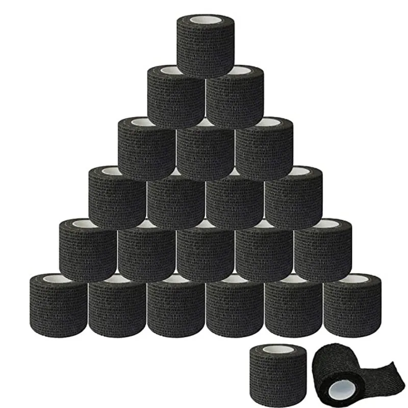 Cubierta de vendaje para agarre de tatuaje, cintas no tejidas, autoadhesivas e impermeables, accesorios de tatuaje, color negro, 3/6/10/20/48