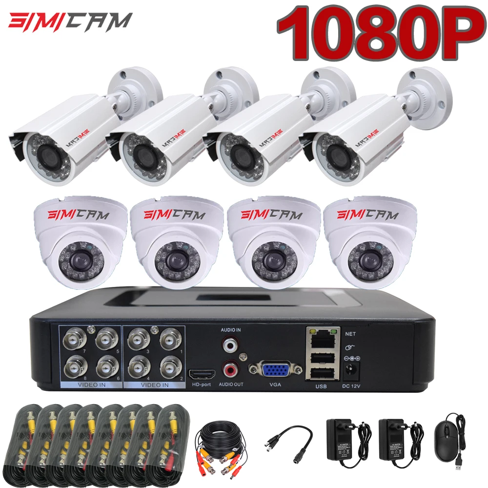 1080p Security Camera System 8/4 Channel DVR Recorder and 2/4/6/8pcs 1920 2MP AHD Outdoor Indoor Surveillance Weatherproof CCTV 1080p full hd security camera system 8 4 channel dvr recorder 2 4 6 8pcs 2mp outdoor indoor ahd kit stree video surveillance set