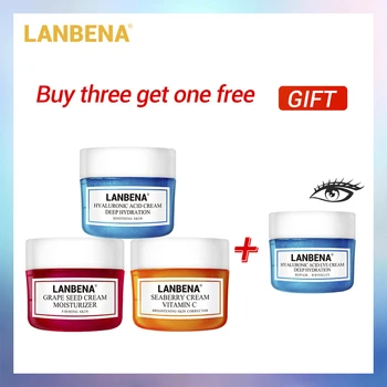 

Buy 3 Get 1 Gift LANBENA Face Cream Whitening Cream Hyaluronic Acid Moisturizing Anti Wrinkle Anti Aging 3PCS+ Eye Cream