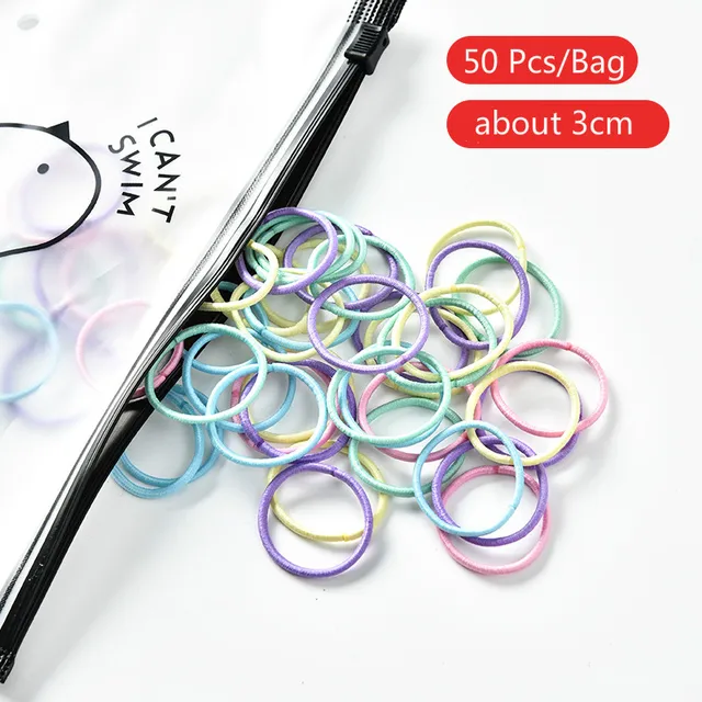 50/100 Pcs/Box New Children Cute Colors Soft Elastic Hair Bands Baby Girls Lovely Scrunchies Rubber Bands Kids Hair Accessories Mix-1-50 Pcs