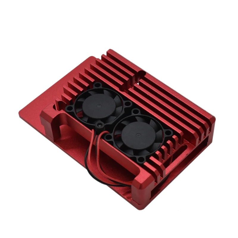 Для Raspberry Pi 4 4B Алюминий чехол Корпус кожух CNC охлаждения P/N: двойной вентилятор для
