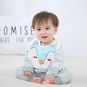 

High quality Newborn Baby Clothes Baby Girl Clothes Infant Boys Jumpsuit +Bibs 2 piece Clothing Set Baby Cartoon Fox Rompers