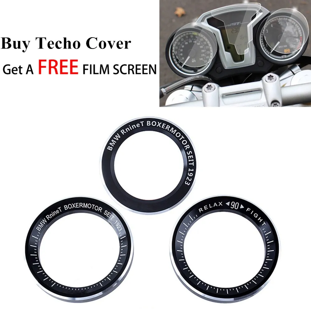 

Techometer Speedometer Speedo Techo Key Ring Cover For BMW R NINE T R1200R 2014 2015 2016 2017 R nine T Aluminum Trim Ring Black