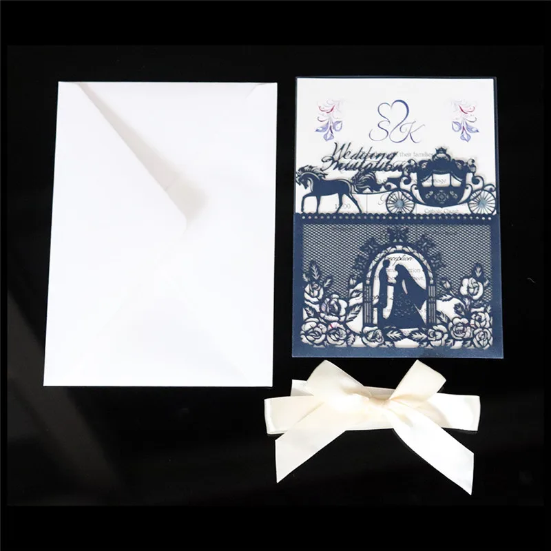  New 10pcs Wedding Invitations Champagne Laser Cut Invites Cards Bride and Groom Castle Wedding Favo - 4.00034E+12