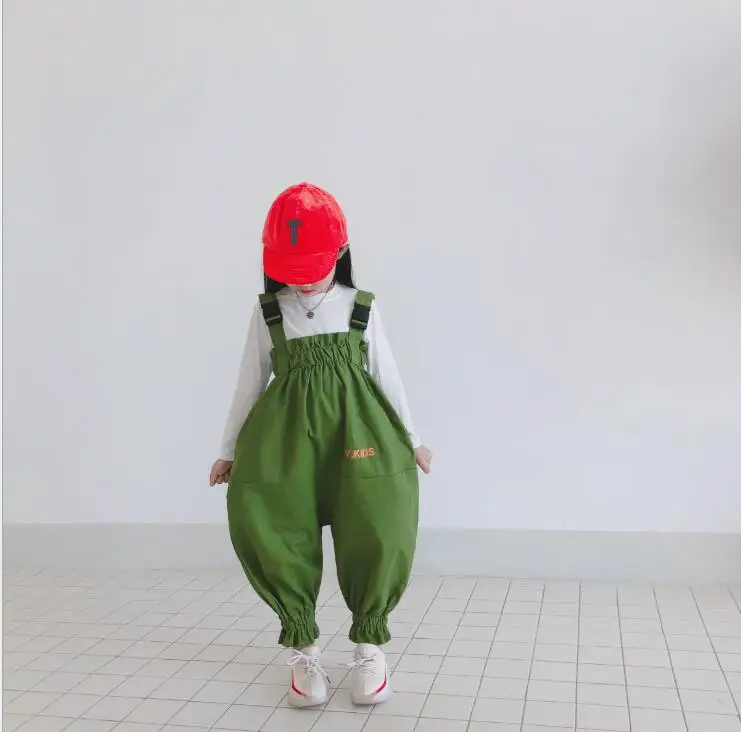 

2019 New Arrival Girls Overalls Cotton Autumn Fashion Girls Long Pants 2-8t PX461