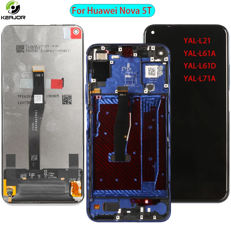 Дисплей для Huawei Nova 5T ЖК дисплей + сенсорный экран панель с рамкой сменный стекло