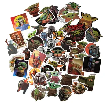 

Movie Star Wars Mandalorian Yoda Baby Cosplay Sticker Paper PVC 50PCS Lovely Trunk Notebook Car Bicycle Wall Painting Stickers