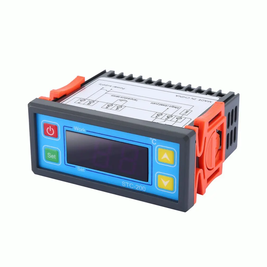 STC-200+ цифровой контроль температуры микрокомпьютерный термостат переключатель регулятор регулируемый термометр терморегулятор