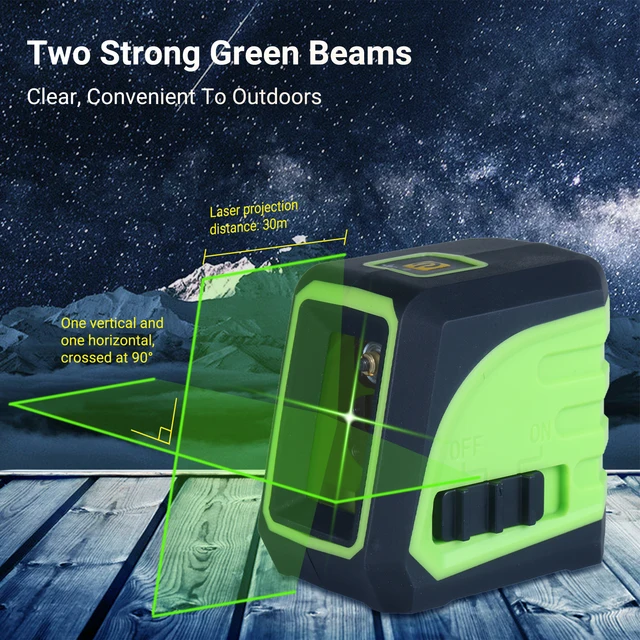 Nivel Laser 360° Autonivelante 165 Pies Luz Verde Lineas Con AAA Baterías