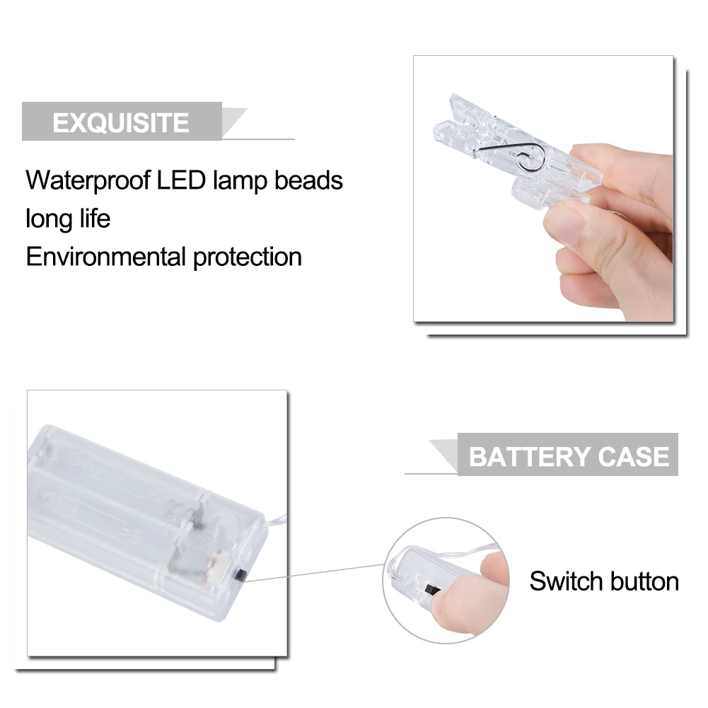 1 м 3 м 6 м светодиодный гирлянда на зажимах фото гирлянды огни USB AA батарея питание RGB светодиодный Рождественский шнур вечерние Свадебные День рождения, День святого Валентина