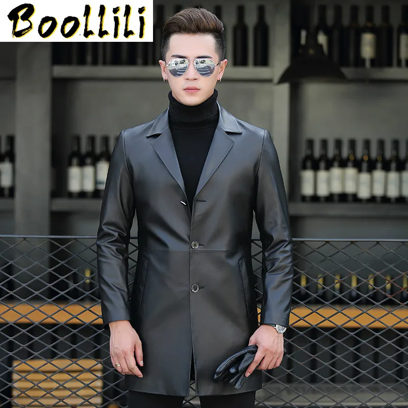 

Boollili Mens Genuine Leather Jacket Autumn Winter Jacket Men Windbreaker Coat Men Sheepskin Leather Jackets