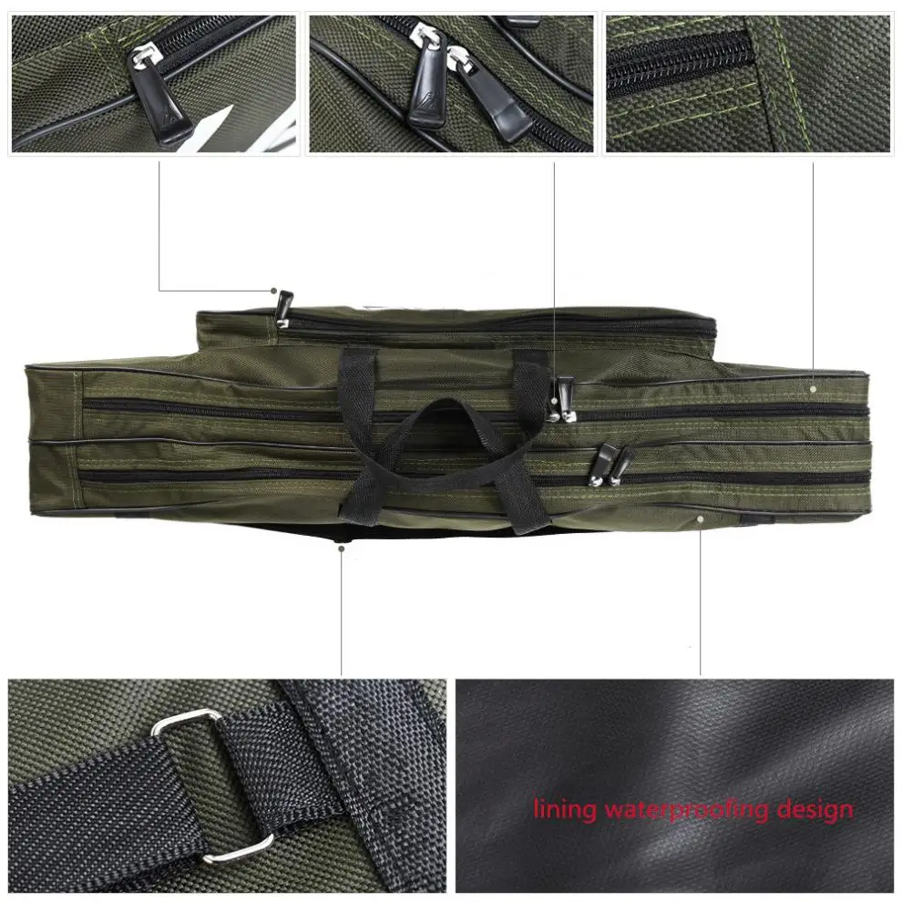 120cm Double Layer Large Capacity Fishing Bag Collapsible Fishing Rod  Storage Bag Canvas Sea Fishing Tackle Foldable Carry Case - AliExpress
