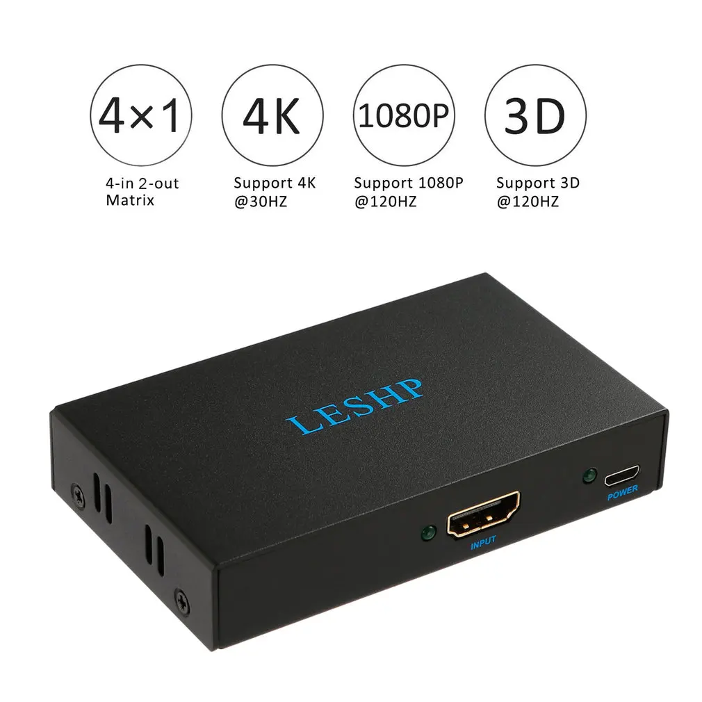 LESHP черный порт подключи и работай с низким энергопотреблением 4K HDMI коммутатор 1 в