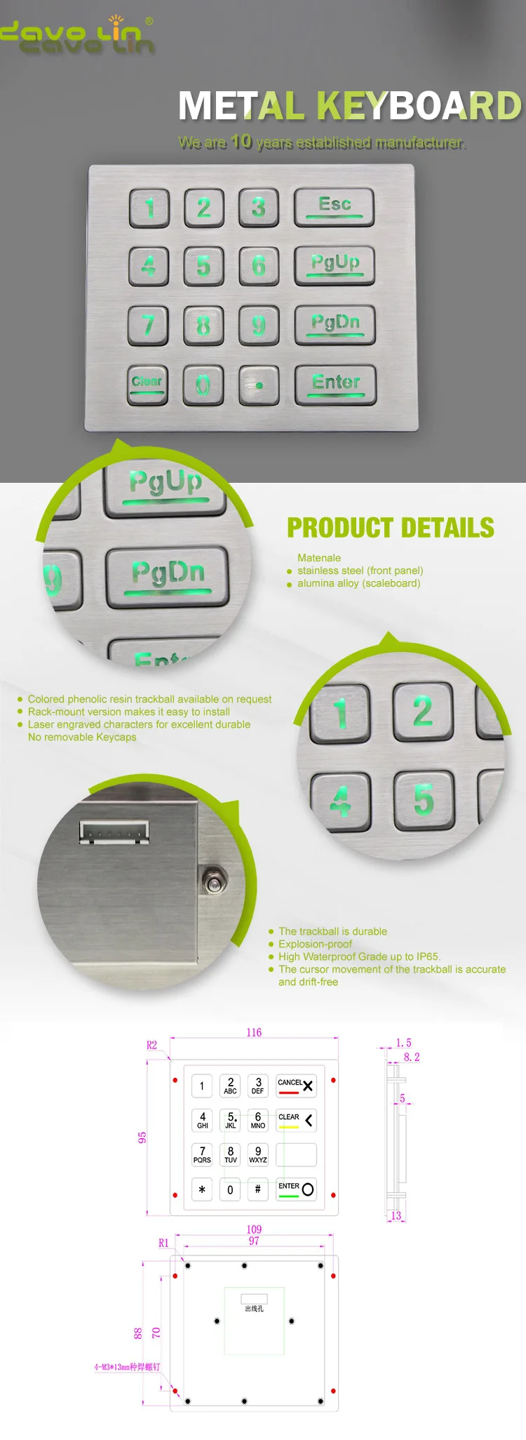Venda automática ip65 impermeável vandalproof industrial de