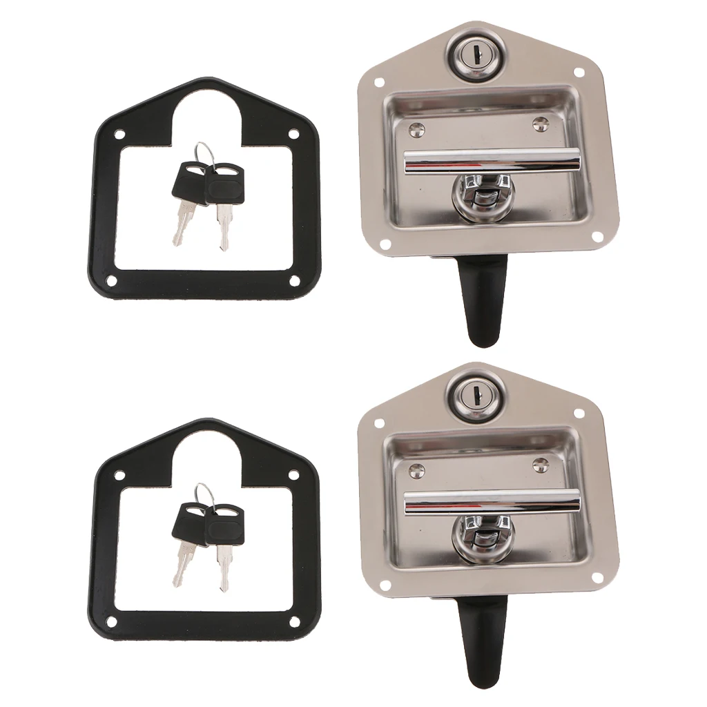 2 Sets Car Lock Handle Stainless Steel Latch + Keys For Trailer Rv Truck Vehicles