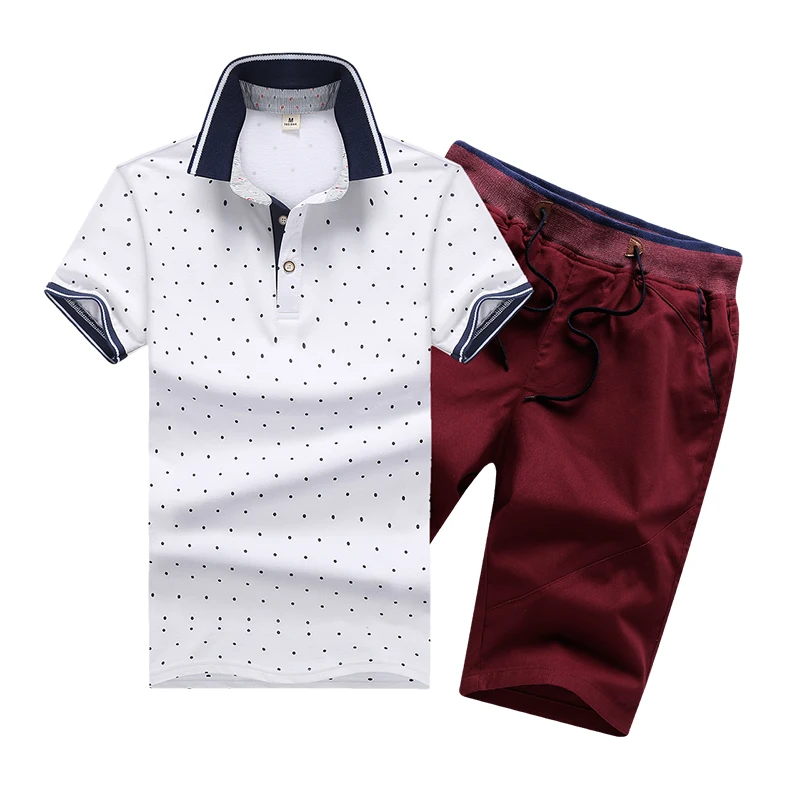 Для мужчин комплект Повседневное 2019 летние однотонные Slim Fit костюм s поло + шорты