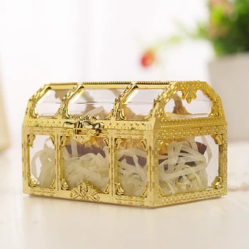 

Portable Candy Box Hollow Gold Silver Treasure Chest Jewelry Ring Necklace Carrying Case Organizer Storage Box Creative Gifts