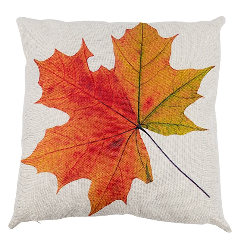 Quality Autumn Maple Leaf Printed Sofa Bed Home Decoration Festival Pillow Case Cushion Cover(# 2):Beige+ yellow