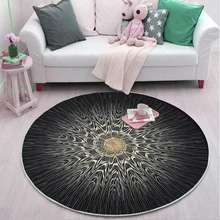 Черный и белый художественный ковер круглый цветок спальня гостиная диван нескользящий коврик