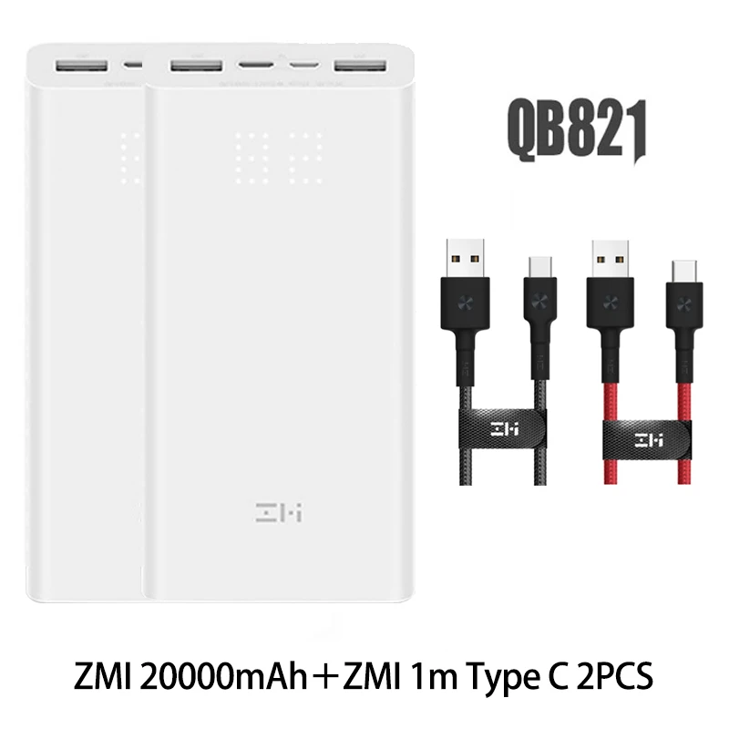 Z mi power bank, power Bank, 20000 мА/ч, быстрая зарядка QC3.0, Xiao mi, батарея, двойной USB, 27 Вт, 20000 мА/ч, QB822, для iPhone, iPad, ноутбука - Цвет: doble type