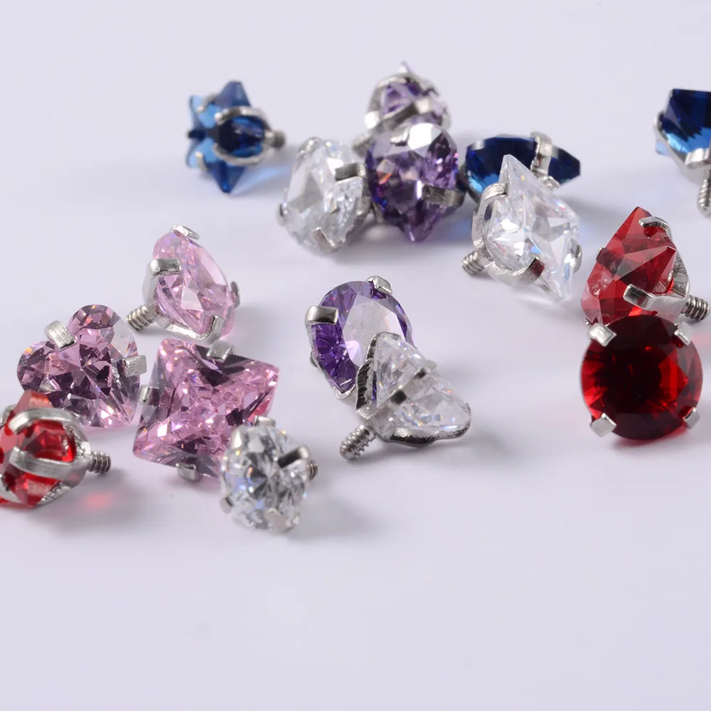 Surgical Steel Prong Zircon Lip Studs Ear Studs Cartilage Tragus Helix Lobe Conch Piercing Earrings Nose Labret Piercing Jewelry piercing jewelry body piercing earrings ear piercing jewelry ear studs metal jewelry body piercing jewelry body jewelry