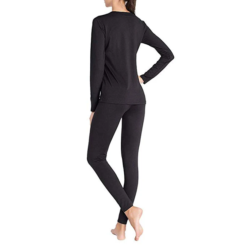 Women Thermal Underwear Long Tops Pants Warm Set Autumn Winter Ladies Ultra Soft Plush Lined Sleepwear Underwear