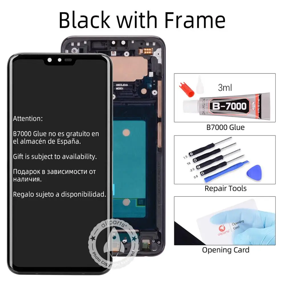 Дисплей для LG V40 ThinQ ЖК-экран кодирующий преобразователь сенсорного экрана в сборе запасные части для LG V40 с рамкой - Цвет: Black With Frame
