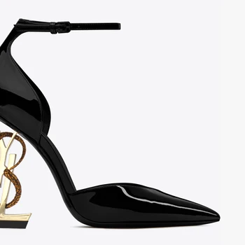 

Novelty Women Sandals Strange Heels Pointed Toe Ankle Strap With Buckle Shallow Solid Super Heels Party Shoes Women